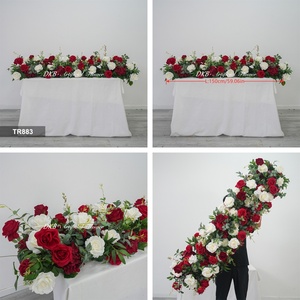 Factory Custom Artificial <b>red</b> white Flower <b>Runner</b> for Wedding Table Centerpieces Decorations - Product Image 3