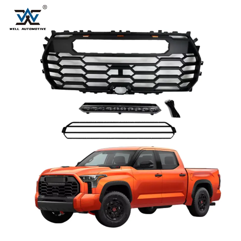 Hot Sale Offroad Zubehör Schwarze Lack gitter ABS Frontgrill mit LED für Tundra