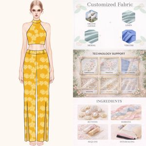 Completo da donna con stampa floreale in 2 pezzi, top corto con scollo all'americana e pantaloni a vita alta con orlo spaccato, completo estivo per feste in spiaggia - Product Image 1