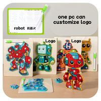YUCI OEM 2 en 1 planche à dessin jouets en bois pour enfants Montessori écriture traçage conseil 3D Robot Puzzles pour enfants