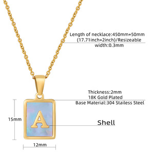 ZOGXIN Alphabet Necklace 18K Stainless Steel Blue Shell Pendant Letter A Clavicle Chain For Women Gift Daily Wear - Product Image 4