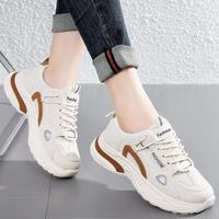 Chaussures décontractées de sport d'extérieur pour femmes, style coréen 2026, respirantes, à lacets, bout rond, talon moyen de 4,5 cm, amorti durable