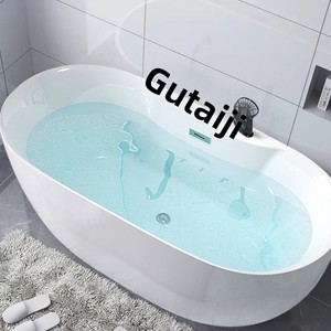 Bañera Ovalada Moderna y Minimalista <span class=keywords><strong>de</strong></span> Acrílico para Apartamentos Pequeños y Hoteles/Casas <span class=keywords><strong>de</strong></span> Huéspedes; Bañera Independiente Móvil <span class=keywords><strong>de</strong></span> una Sola Pieza sin Juntas - Product Image 1