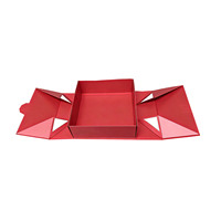 Caja de Regalo Rígida Magnética Roja de Alta Gama con Doble Apertura, Borde Redondo Dorado para Té, Vino, Cosméticos y Embalaje Navideño