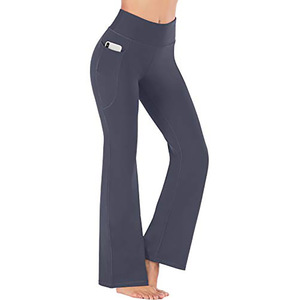 Pantaloni da Yoga a vita alta XXL pantaloni da <span class=keywords><strong>allenamento</strong></span> a vita incrociata Leggings morbidi a gamba larga traspiranti e increspati alla caviglia - Product Image 1