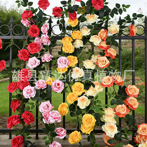 Rose artificielle en soie Ita, branche unique, jaune, pour décoration murale de mariage - Product Image 5