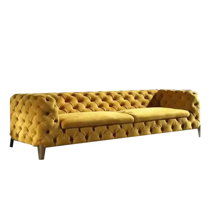 Velvet Goldem Leg Fabric Dreisitzer-Sofa Luxus-Design für Wohnzimmer-Sofas