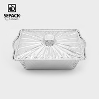Moule de cuisson jetable en aluminium de 11 et 13 pouces avec couvercle, récipient alimentaire profond pour soupes, currys, ragoûts, traiteur et plats à emporter
