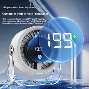 Desktop Standing <b>Desk</b> Fan Office Portable USB Rechargeable Wall Mount <b>Mini</b> 199 Speeds High Wind Force Digital Display Box - Product Image 4