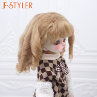 FSTYLER Mohair Mini Bjd Boucles Soyeuses 18 Pouces Personnalisé Vente En Gros En Vrac Réglable Poupée Accessoires pour BJD Poupée Cheveux Perruque
