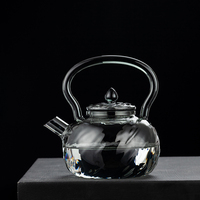 Bouilloire à eau en verre borosilicate transparent de haute qualité avec infuseur et poignée, isolation thermique, 1300 ml, pour cuisinière, cadeau d'affaires