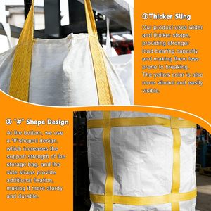 ถุง FIBC แบบดัฟเฟิลท็อป ฐานแบน สำหรับงานหนัก บรรจุภัณฑ์พลาสติกสำหรับอุตสาหกรรม เกษตรกรรม และก่อสร้าง ความจุ 1000 กก. - Product Image 1