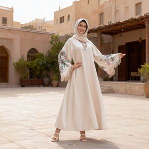 Nouvelle robe abaya décontractée modeste à franges extensible dans les quatre sens brodée, design 2026, pour femmes musulmanes - Product Image 4