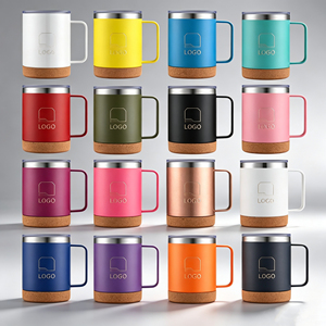 12oz Handle <b>Mug</b> With Cork Bottom <b>Double</b> <b>Wall</b> Vacuum Insulated Stainless Steel Coffee Cup 304 Custom Logo Wholesale <b>Mug</b> - Product Image 1