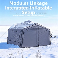 Tente de camping gonflable hexagonale de luxe en tissu de coton, double couche, quatre saisons, avec colonnes d'air en PVC épaissi, connectable pour le camping
