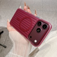 Coques de téléphone portable rayées au design de luxe, protection magnétique mate pour iPhone 17 Pro Max 18 Pro Max