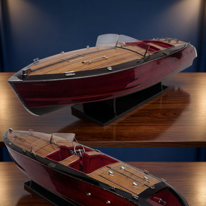 Stan Craft <b>Mini</b> Missile Wooden Handcrafted Painted Nautical Style Model Boat for Home Decoration - Product Image 2