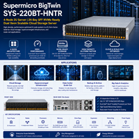 Supermicro BigTwin SYS-220BT-HNTR Server 4-Node 2U 24-Bay SFF Siap NVMe Dual Xeon Scalable Server Penyimpanan Cloud