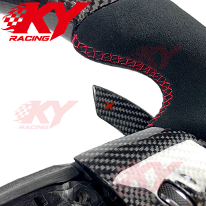 Volant de voiture de style racing en cuir suédé et fibre de carbone personnalisé pour Jaguar XF XK XKR XKR-S Coupé 2006-2014 - Product Image 2