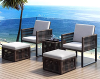 Ensemble de table et de chaises de patio en rotin d'extérieur, durable, pliable, léger, imperméable, jardin, balcon, cour, loisirs, repas