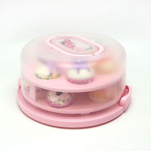 Boîte à cupcake personnalisée en gros Porte-gâteau en plastique avec couvercle et poignée - Product Image 3