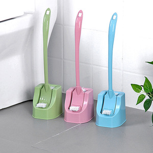 Toilet Brush Set With Base Long Handle Soft Bristle Rectangular Ergonomic Design Nordic Colors Bathroom Cleaning Tool - Product Image 1