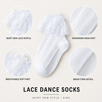 Chaussettes de ballet en dentelle pour enfants avec ourlet jupe, chaussettes de danse pour filles, pour spectacle de scène, costume de fête, fournisseur en gros