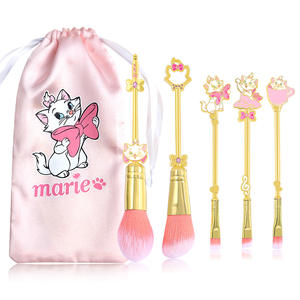 2025 nouveau 5 pièces or Rose dessin animé Marie chat maquillage pinceau ensemble pour filles exquis métal ombre à paupières pinceau poudre brosse - Product Image 1