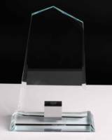Trophée en cristal avec base à pince en chrome poli personnalisable et écologique