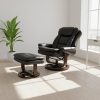 Fauteuil inclinable pivotant de style moderne avec revêtement en cuir PU et structure en bois pour salon