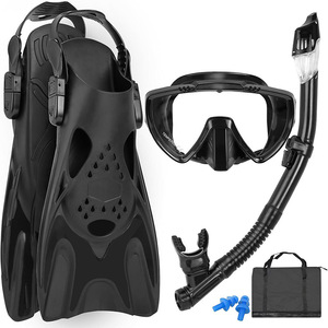 Set de Snorkel, Máscara de Buceo, Aletas, Antivaho, Silicona Suave, Equipo de Buceo para Adultos, Kit de Tres Piezas, Violeta Oscuro/Negro - Product Image 2