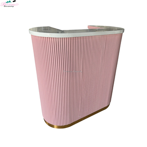 Customized Modern <strong>Beauty</strong> <strong>Salon</strong> Furniture Reception Counter Front Desk <strong>pink</strong> Curved Reception Desk - Product Image 1