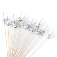 Wanjia Fournitures Alimentaires pour Fêtes, Brochettes Décoratives en Bambou de 12 cm avec Mini Perles Diamantées Argentées Collées à la Main, Idéales pour Sandwichs et Cocktails