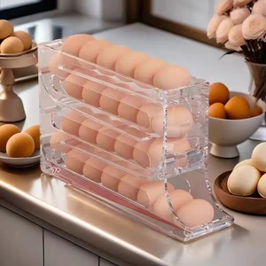 Dispensador de huevos rodantes de <span class=keywords><strong>4</strong></span> niveles, dispensador automático de rodillos de huevos que ahorra espacio, estante de exhibición, organizador para almacenamiento de refrigerador de cocina - Product Image 3
