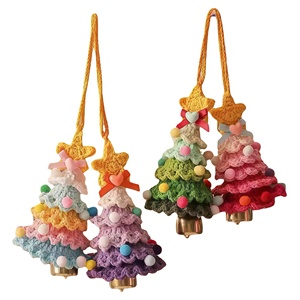 Ornement suspendu en forme de sapin de Noël, fait main au crochet, pendentif clochette en fil tricoté, décoration de Noël pour la maison et la voiture, cadeau de fêtes, 15 styles - Product Image 1