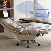 Fauteuil de Direction Haut de Gamme en Cuir Véritable avec Commande Vocale, Massage, Chargement USB, Moteur Silencieux, Base Chromée 360mm, Personnalisation OEM