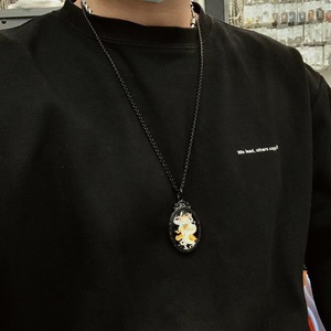 Pendentif renard à neuf queues de style chinois, collier ovale en acier inoxydable, bijoux de mode unisexe, cadeau 216072 - Product Image 3