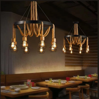 Loft américain Lustre créatif en corde Décoration de la maison Restaurant Cafe Bar Chanvre Lampe suspendue en corde Lustres vintage