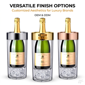 Seau à glace de luxe à double paroi en acrylique pour vin et <span class=keywords><strong>champagne</strong></span> avec finition métallique pour les fêtes et les bars, service OEM ODM - Product Image 4