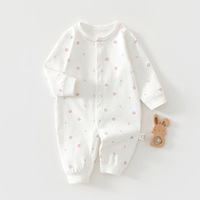 Vêtements pour bébé, printemps automne, motif floral, pur coton, unisexe, combinaison longue pour nouveau-né, pyjama, combinaison de ramassage, combinaison de ramper