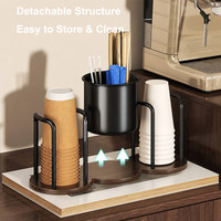 Organisateur de station à café en métal détachable, porte-gobelets jetables pour la maison, le bureau, le restaurant, la station de boissons