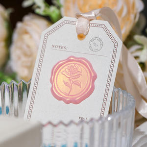 Etiquetas de cera Aurora redondas con relieve floral para sellos de boda - Product Image 3