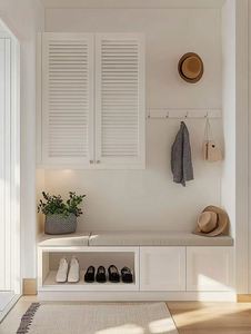 Zapatero de madera personalizado con asientos para entrada o almacenamiento <span class=keywords><strong>exterior</strong></span> para el hogar montado en la pared - Product Image 4