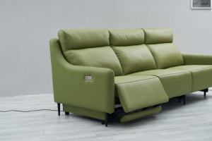 Cómodo Sofá Cama Reclinable de 3 Plazas de Cuero Genuino Moderno con Funciones de Masaje, Extensible y Refrigeración - Product Image 4