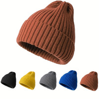 Bonnet en tricot jacquard uni avec motif écossais style Dobby – Chapeau d'hiver pour adultes – Prêt pour les voyages
