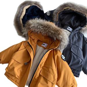 <span class=keywords><strong>Parka</strong></span> d'hiver pour enfants de style coréen avec col en fourrure véritable, doublure en polaire, veste en coton épaisse, garçons et filles, tendance et chaude - Product Image 5