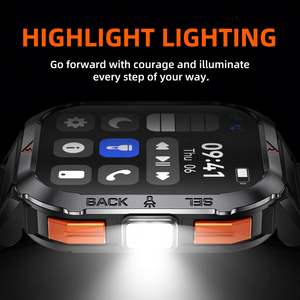 นาฬิกาอัจฉริยะ S50 พร้อมไฟฉาย หน้าจอ 2.02 นิ้ว กันน้ำ 3ATM วัดอัตราการเต้นของหัวใจ เครื่องติดตามการออกกำลังกายสำหรับกีฬากลางแจ้ง FitCloudPro ตัวเรือนโลหะผสม - Product Image 2