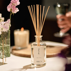 Aikun 200ml Fig Leaf Box Any Scent Long Lasting Clear Glass Adhesive Sticker Logo Reed <b>Diffuser</b> Gift Set For Home Decor Stores - Product Image 2