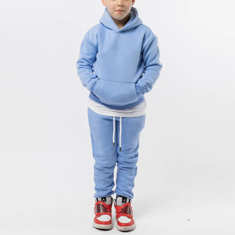 Organic Bamboo Children Hoodie Set Kids Jogger Sets Customize Toddler Clothes Sets Eco Friendly Boy Kids Embroidered Tracksuit