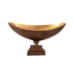 Arte diseñado con base redonda frutero Pedestal elevado Cuenco de almacenamiento de color dorado para centro de mesa de boda - Product Image 6